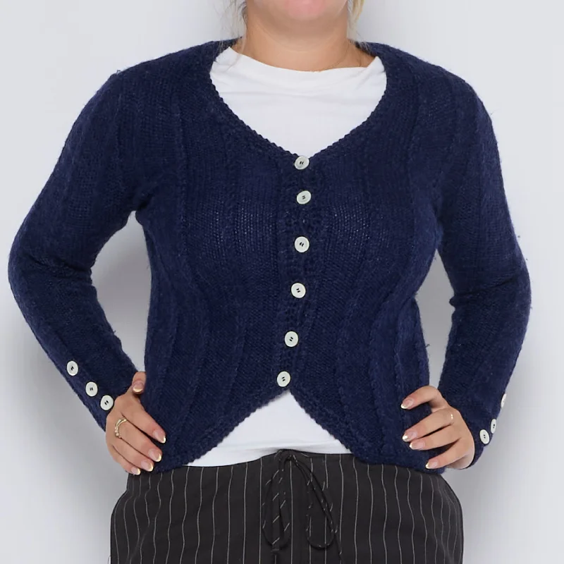 Buttoned Heavy Knit Cardigan - UK 10 Fleece Fabric Down Fabric Feather Fabric