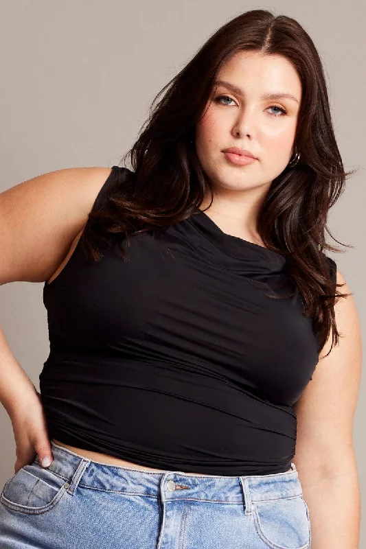 Black Tank Top Cowl Neck basic tank top