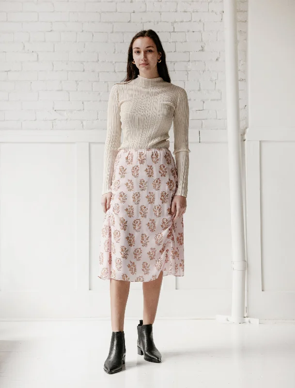 Iza Flower Skirt Pink/Orange button skirt front
