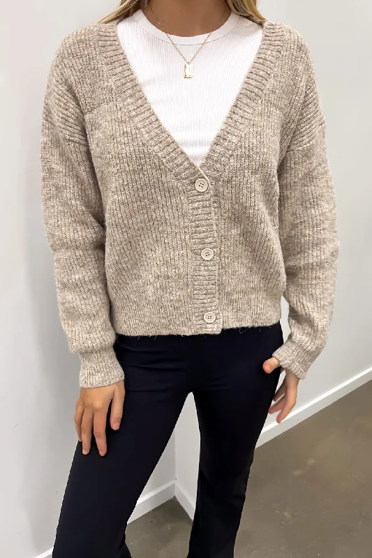 Olivia Cardigan Beige Velvet Chenille Corduroy