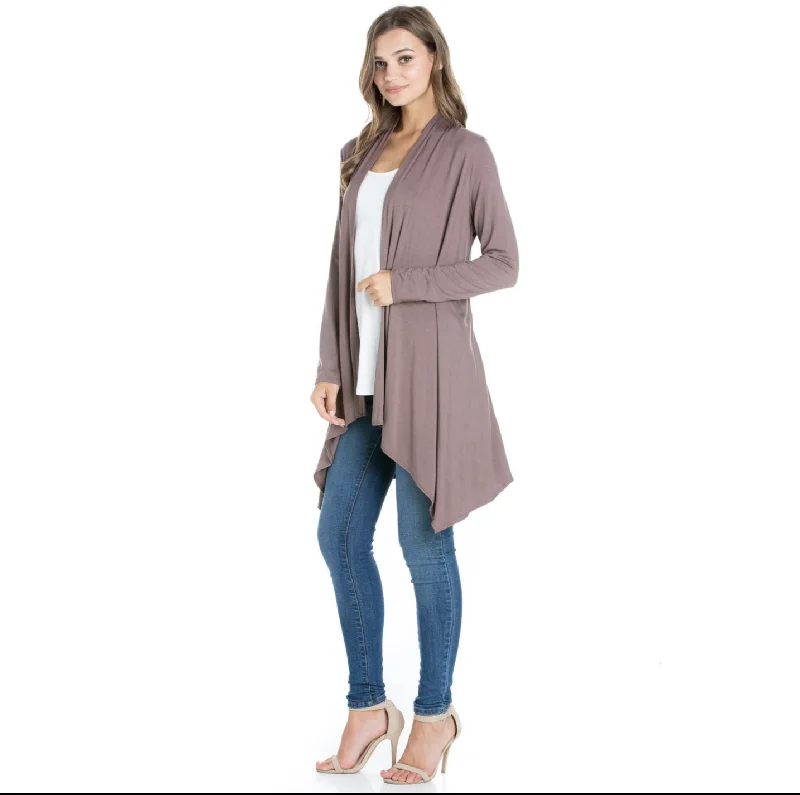 Long Sleeve Lightweight Cardigan Tailored Straight A-Line