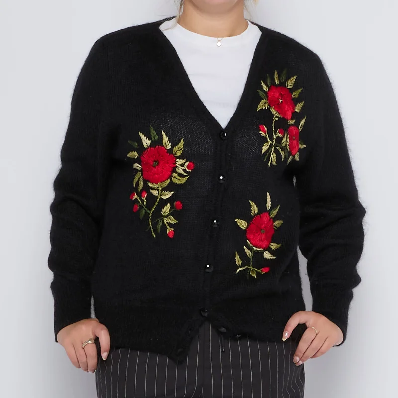 Embroidered Buttoned Heavy Knit Cardigan - UK 12 Chenille Fabric Brocade Fabric Lace Fabric Embroidered Buttoned Heavy Knit Cardigan - UK 12 Chenille Fabric Brocade Fabric Lace Fabric