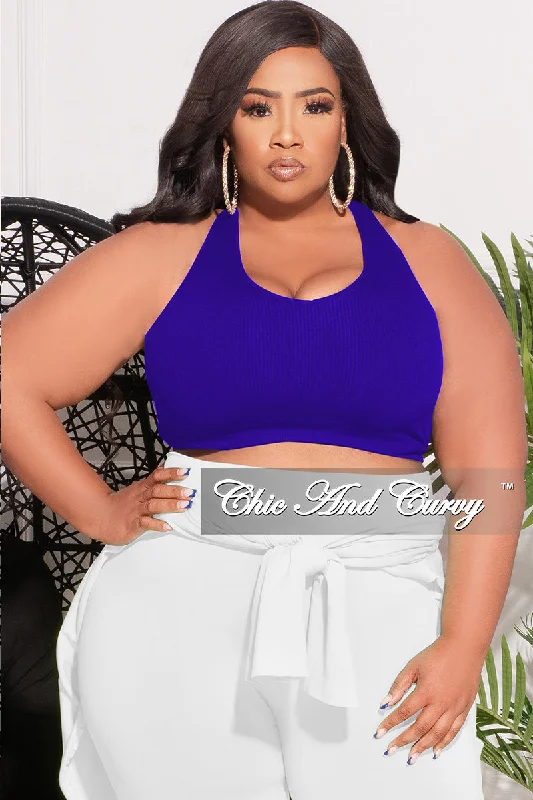 Final Sale Plus Size Ribbed Racerback Tank Top in Bright Blue charcoal tank top