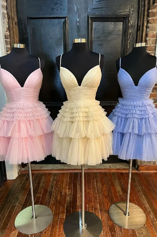 Cute Tulle V-Neck Short Prom Dress, A-Line Homecoming Party Dress Tunics Silk luxurious Cute Tulle V-Neck Short Prom Dress, A-Line Homecoming Party Dress Tunics Silk luxurious