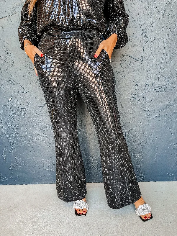 Glitzy Glamour Sequin Pants Trendy Palazzo Pants
