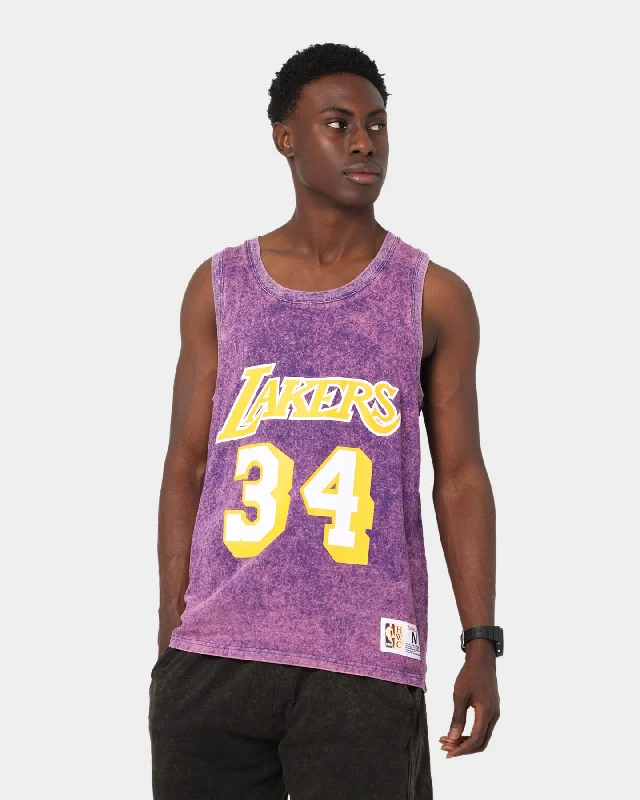 Mitchell & Ness Los Angeles Lakers Shaquille O'Neal #34 Quintessential Acid Tank Purple navy tank top Mitchell & Ness Los Angeles Lakers Shaquille O'Neal #34 Quintessential Acid Tank Purple navy tank top