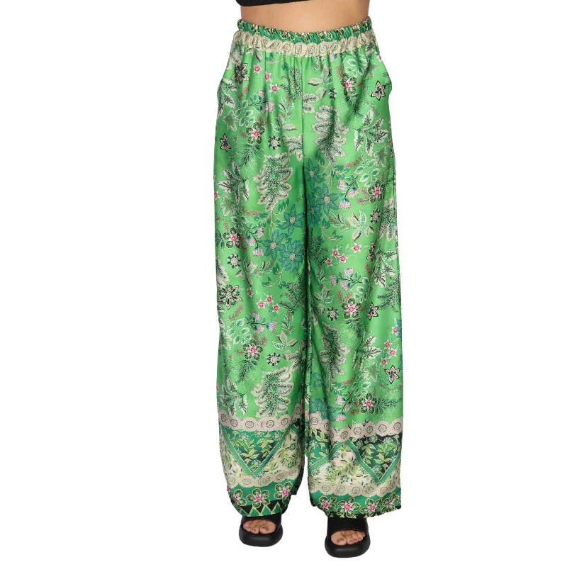 Printed wide leg floral pants Cozy Knit Pants
