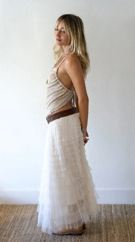 Gradation Maxi Skirt silk skirt lustrous