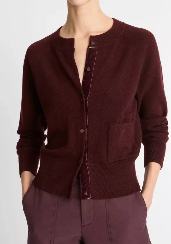 Velvet-Trim Wool-Blend Cardigan Embroidered Appliqued Beaded