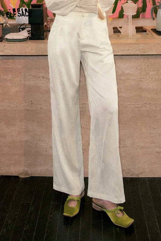 ELFSACK Pants Women's 2024 Spring/Summer New Straight Tube Satin Chinese Style Elegant Cozy Maternity Pants ELFSACK Pants Women's 2024 Spring/Summer New Straight Tube Satin Chinese Style Elegant Cozy Maternity Pants