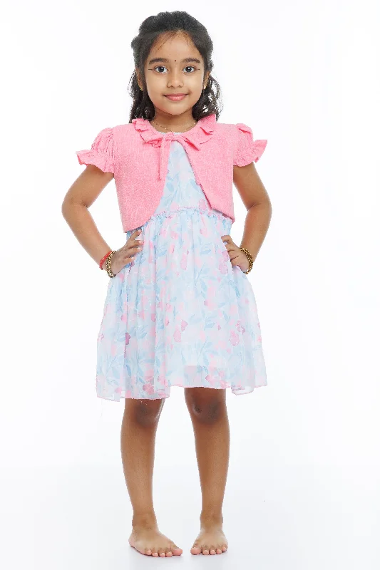 Blushing Petals Pink Frock with Sheer Floral Jacket for Girls Anorak Shell Jacket Lightweight Jacket Blushing Petals Pink Frock with Sheer Floral Jacket for Girls Anorak Shell Jacket Lightweight Jacket