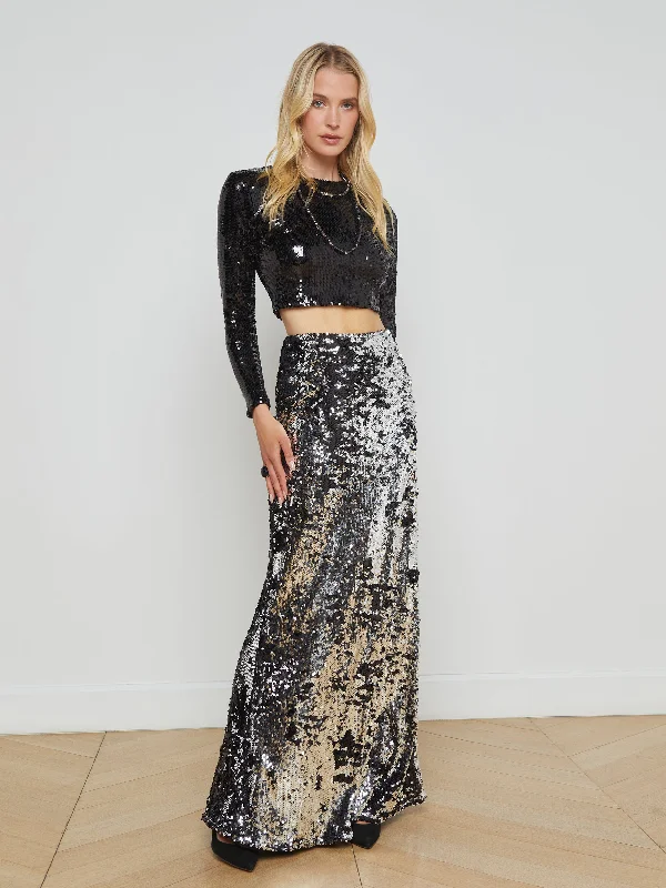 Zeta Sequin Maxi Skirt cashmere skirt fine