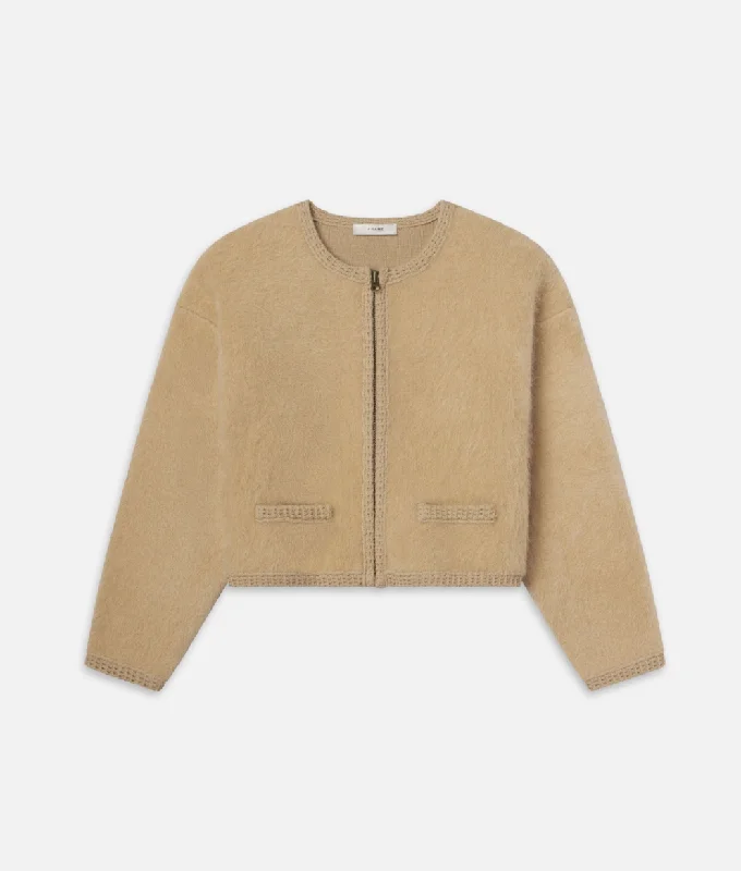 Lofty Crochet Cardigan Welt Pockets Slit Pockets Flap Pockets