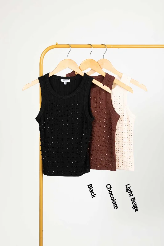Pearl Knit Tank bronze tank top