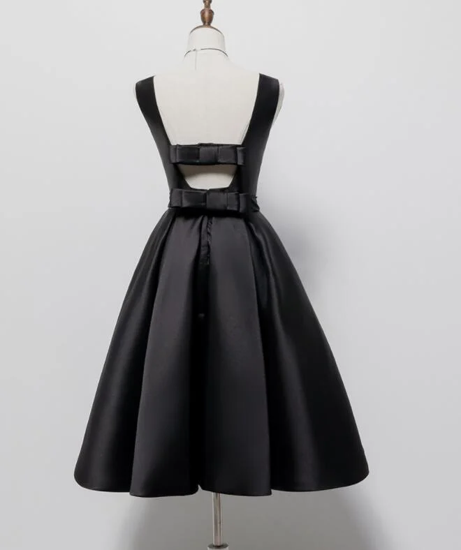 Black Satin Knee Length Round Neckline Party Dress, Black Short Prom Dress Tunics Review highly Black Satin Knee Length Round Neckline Party Dress, Black Short Prom Dress Tunics Review highly