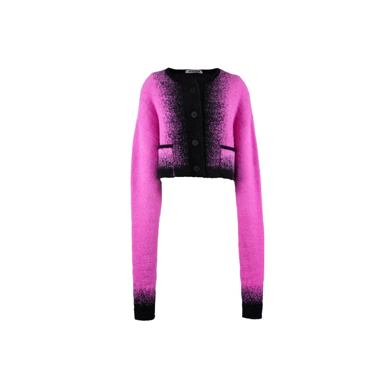 Cropped	Boxy Knit Cardigan (Pink Fade) Knit Fabric Woven Fabric Fleece Fabric