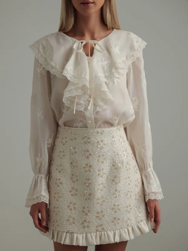 Embellished Mini Skirt belted skirt waist