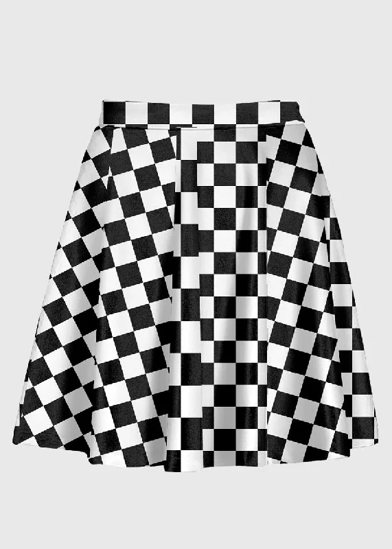 Checkered Print High Waist Skirt chiffon skirt lightweight