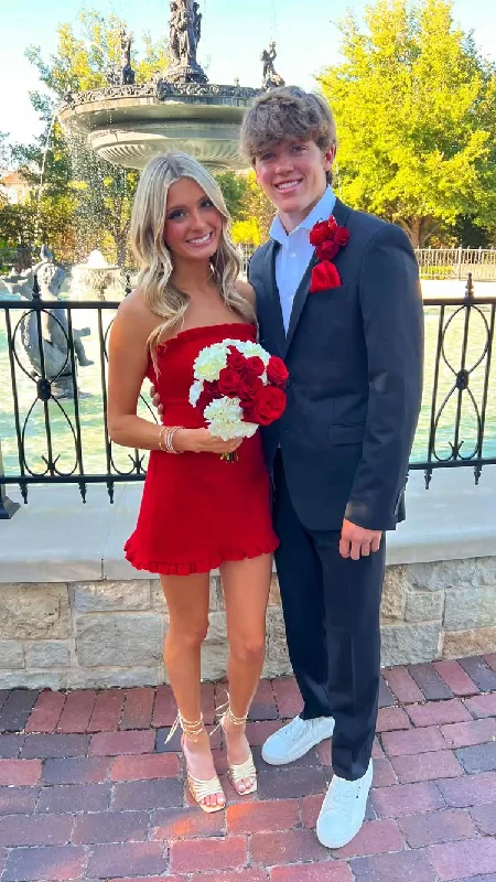 Red Strapless Short Homecoming Dress,Birthday Party Dress Tunics Practical durable