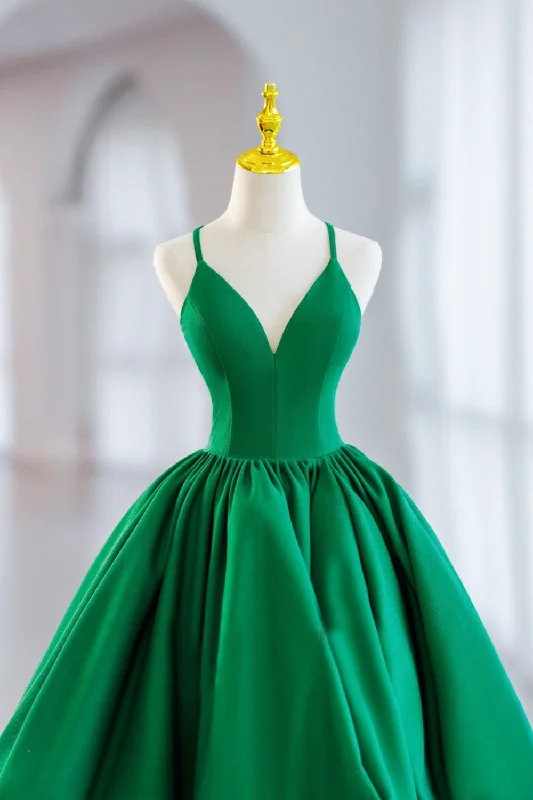 Green Satin Short A-Line Prom Dress, Green V-Neck Party Dress sweetheart Neckline Romantic Green Satin Short A-Line Prom Dress, Green V-Neck Party Dress sweetheart Neckline Romantic
