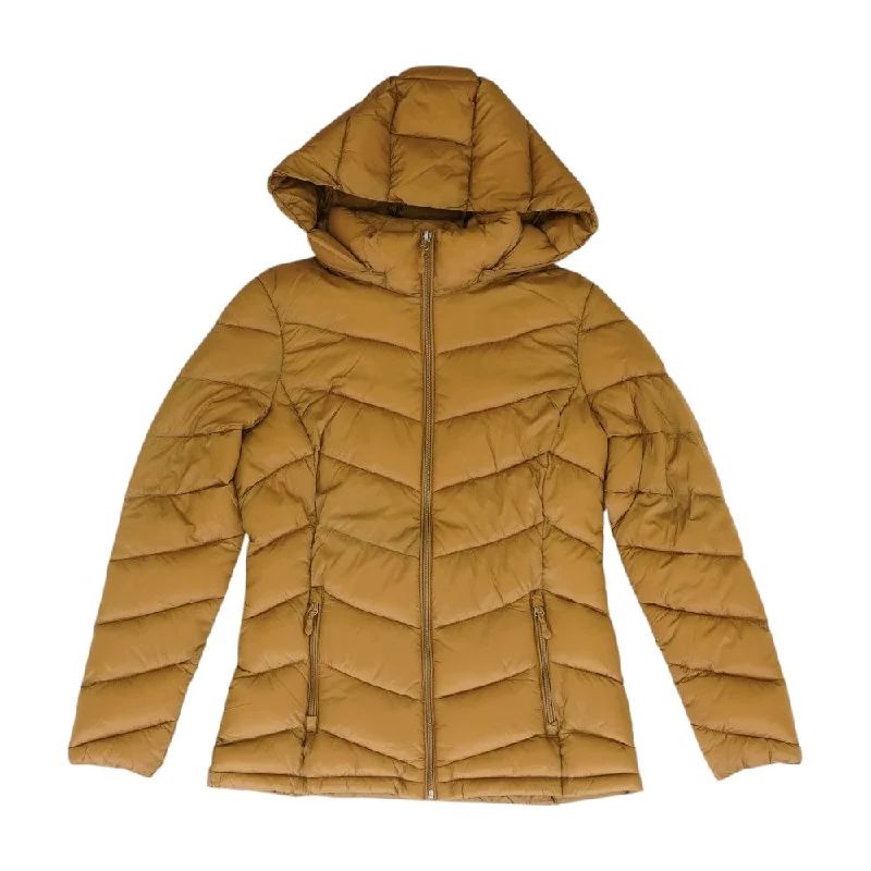 Brown Solid Puffer Jacket Print Jacket Jacquard Jacket Embroidered Jacket