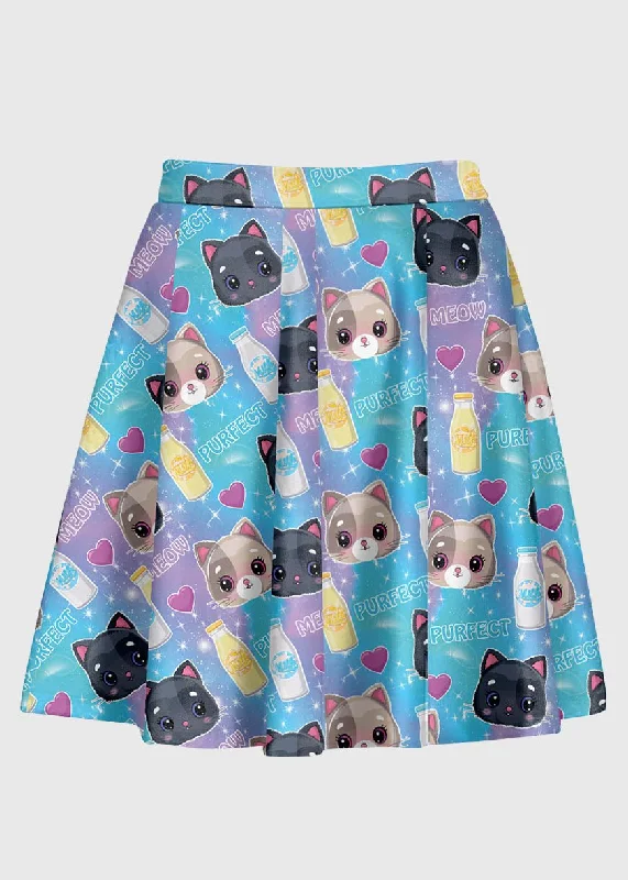 Kawaii Cartoon Cat Skirt leather skirt bold