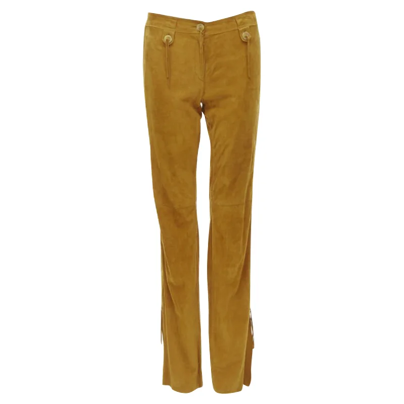 Dolce & Gabbana suede leather tassel button pants Warm Wool Trousers