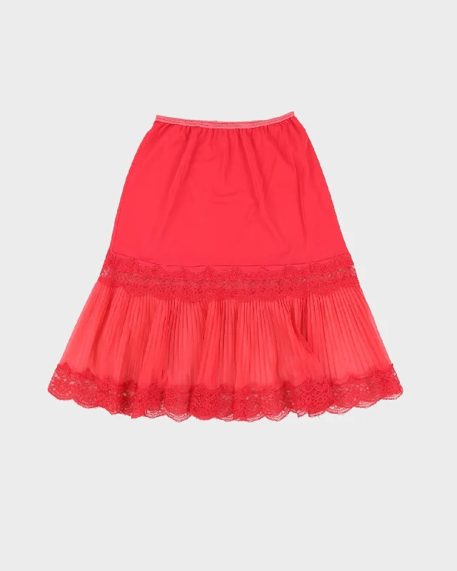 Vintage Pink Lace Detailed Lingerie Skirt - S leather skirt bold