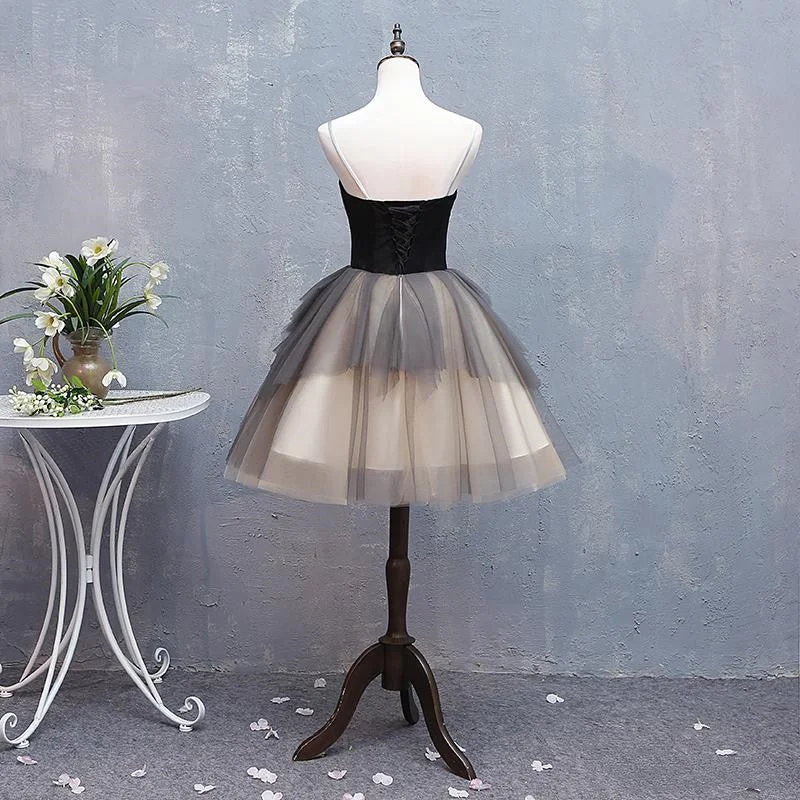 Black and Champagne Sweetheart Short Formal Dress Party Dress, Short Homecoming Dresses Tunics Cozy comfortable
