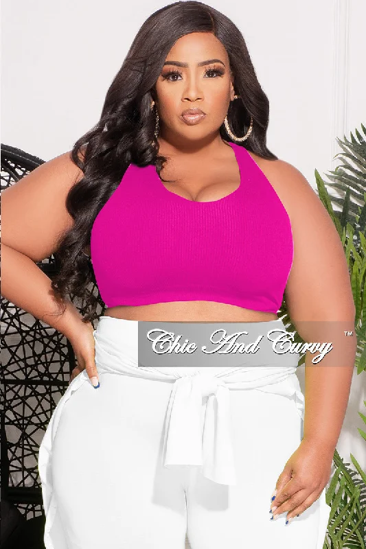 Final Sale Plus Size Ribbed Racerback Tank Top in Neon Hot Pink silver tank top
