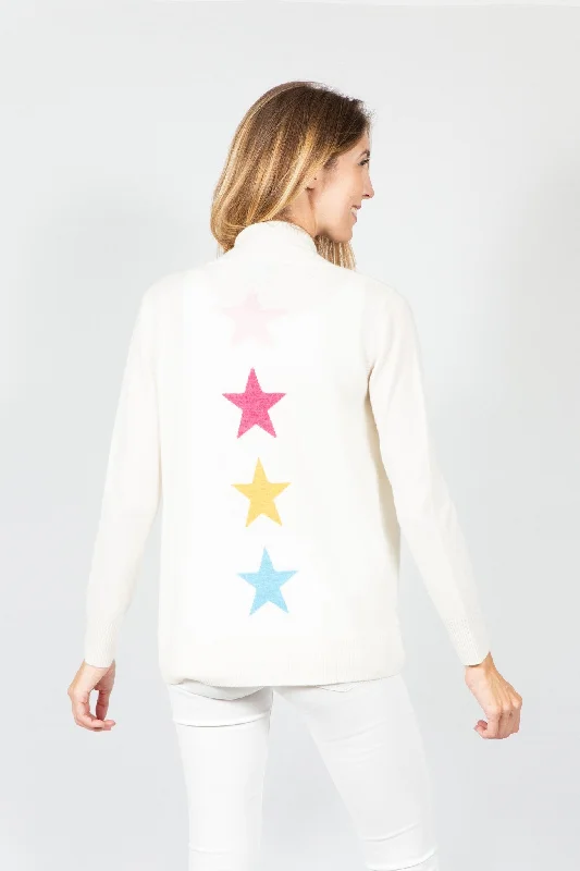 Two Bees Cashmere Star Stripe Cardigan Print Jacquard Patchwork