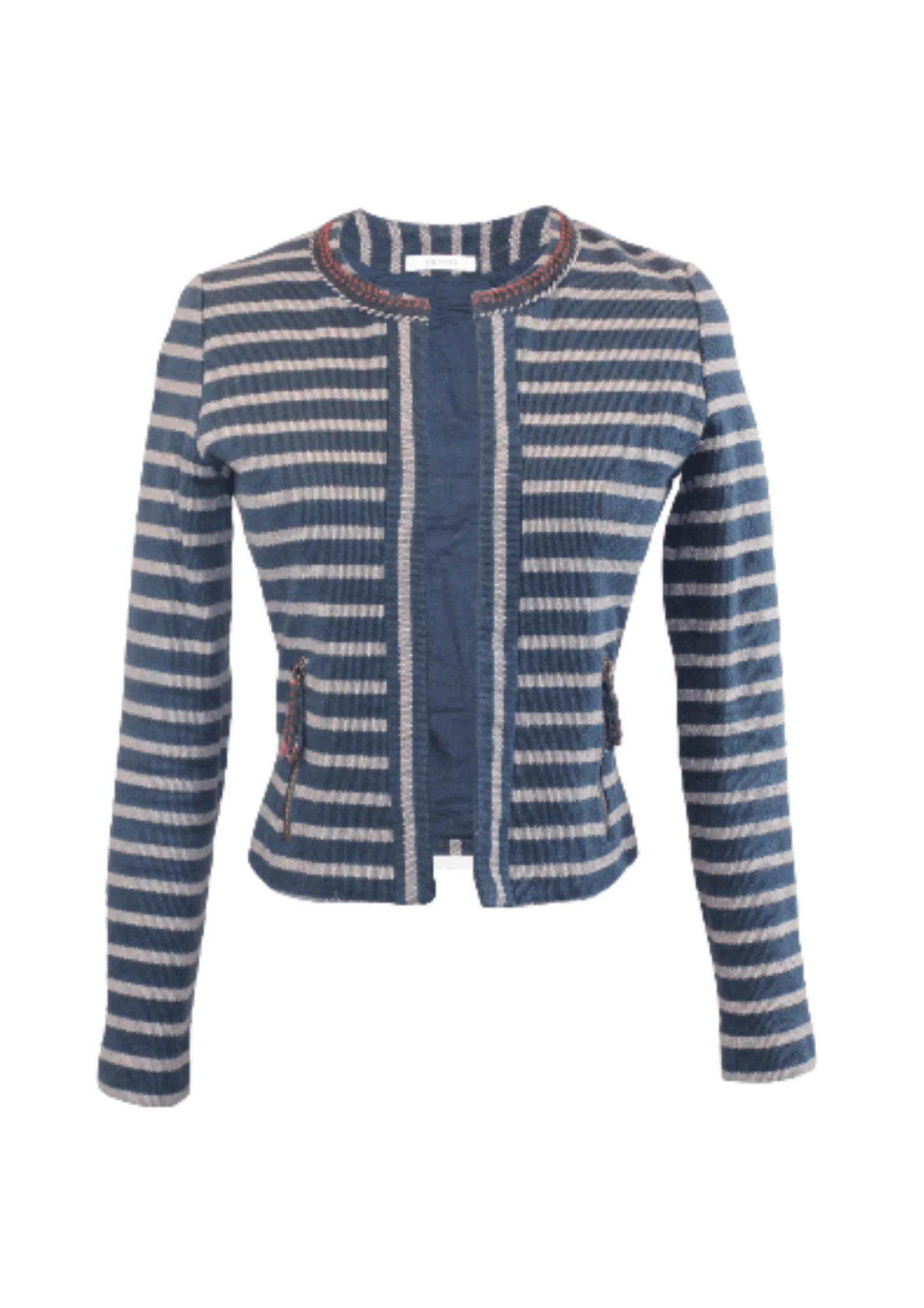 STRIPED BLAZER JACKET Zip Front Button Front Snap Front