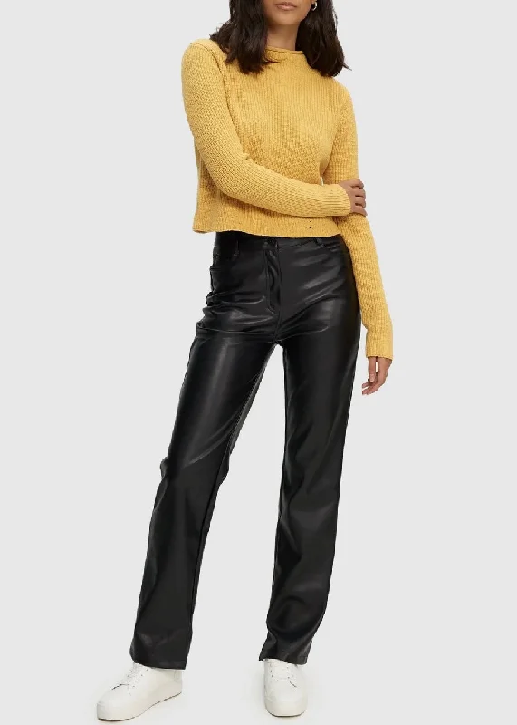 Leather Straight Fit Pant Modern Bootcut Pants