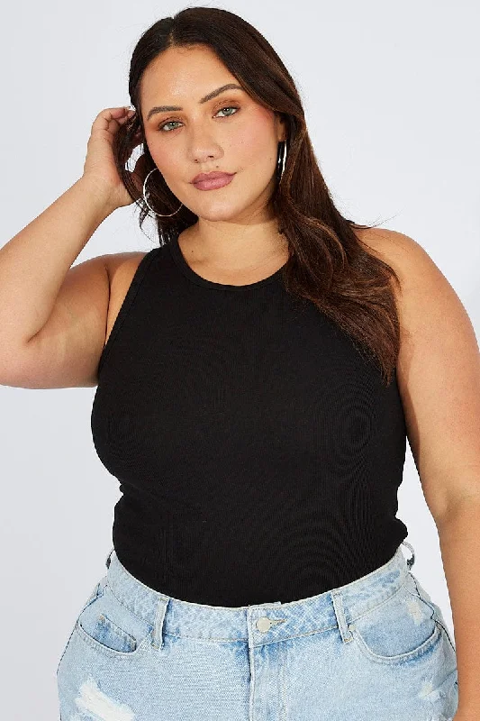 Black Tank Top Sleeveless Crew Neck turquoise tank top