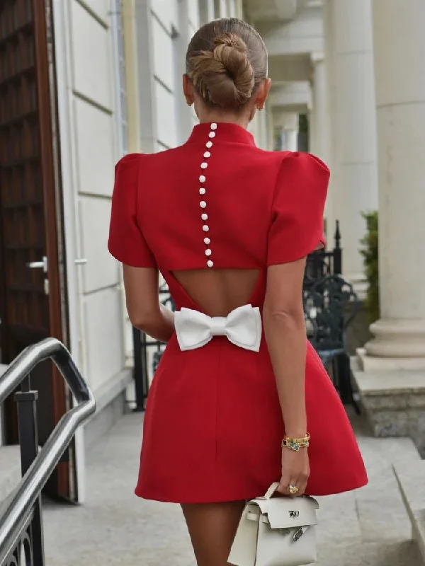 Elegant Formal Stylish Bow Shoulder Christmas Party Dress Tunics Prom sequined