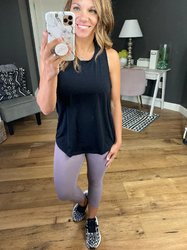 Break A Sweat Racerback Tank - Black turquoise tank top