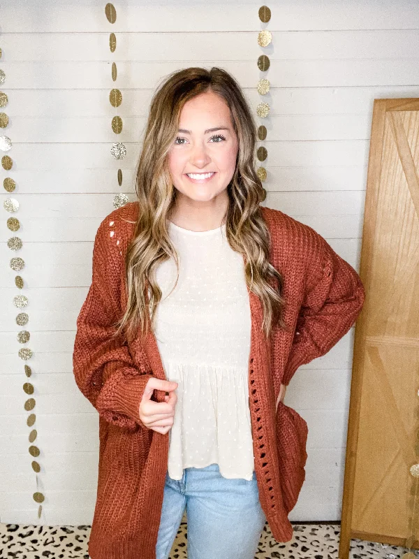 Follow Me Cardigan Houndstooth Herringbone Solid