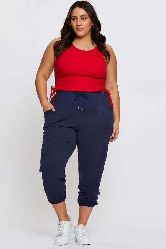 Red Tank Top Round Neck Sleeveless Jersey Drawstring turquoise tank top