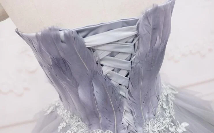Light Grey Feather and Tulle Short Party Dress, Lovely Homecoming Dress Tunics Velvet soft Light Grey Feather and Tulle Short Party Dress, Lovely Homecoming Dress Tunics Velvet soft