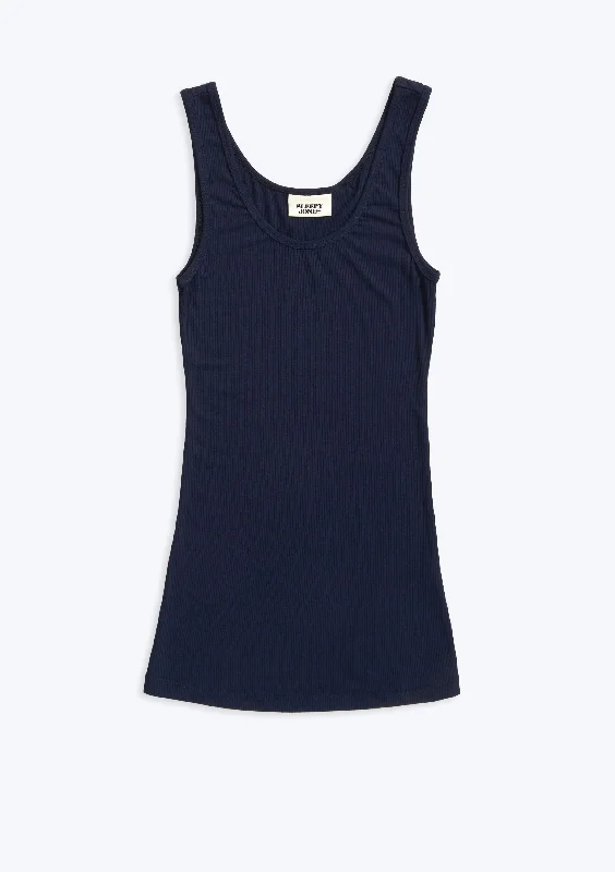 Alex Tank Top in Navy high neck tank
