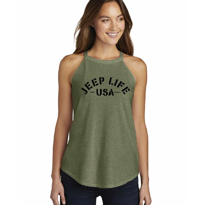 Ladies Jeep® Life Rocker Tank Top - Military Green Triblend bright tank top