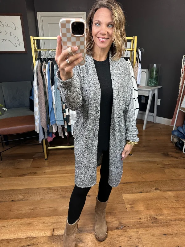 No Matter What Pocket Cardigan - Two-Tone Black Boat Neck Shawl Collar Notched Collar