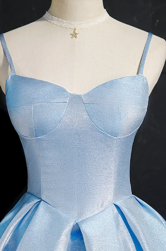 Simple Satin Short Prom Dress, A-Line Blue Party Dress Tunics Spring floral