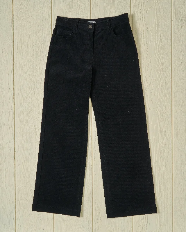 Women's Five Pocket Pant in Black Corduroy Slim Fit Casual Pants