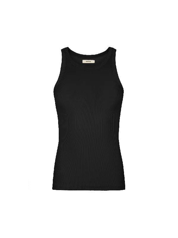 Women's 365 Lightweight Rib Tank Top—black cold shoulder tank