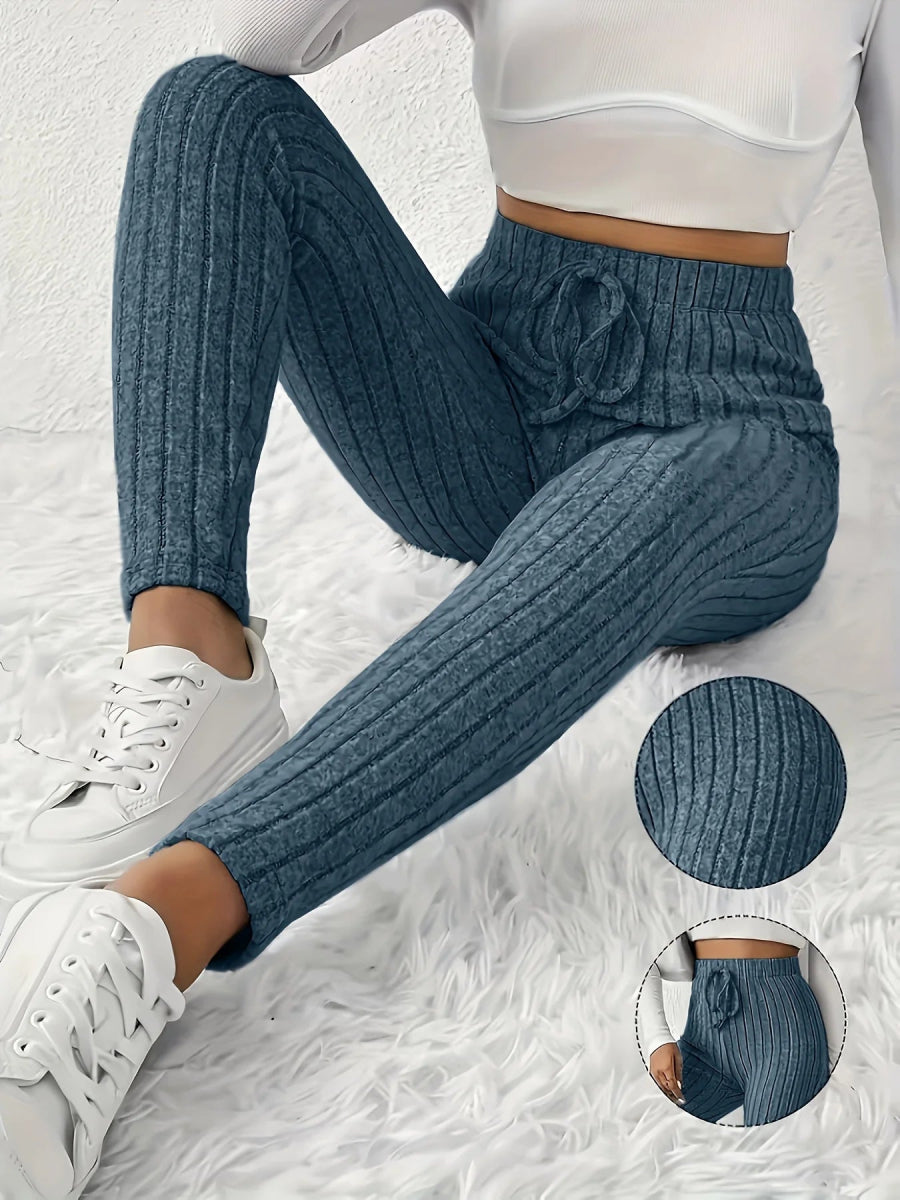 Women's tailored pants with drawstring design, soft and comfortable knitted fabric, versatile Relaxed Linen Pants