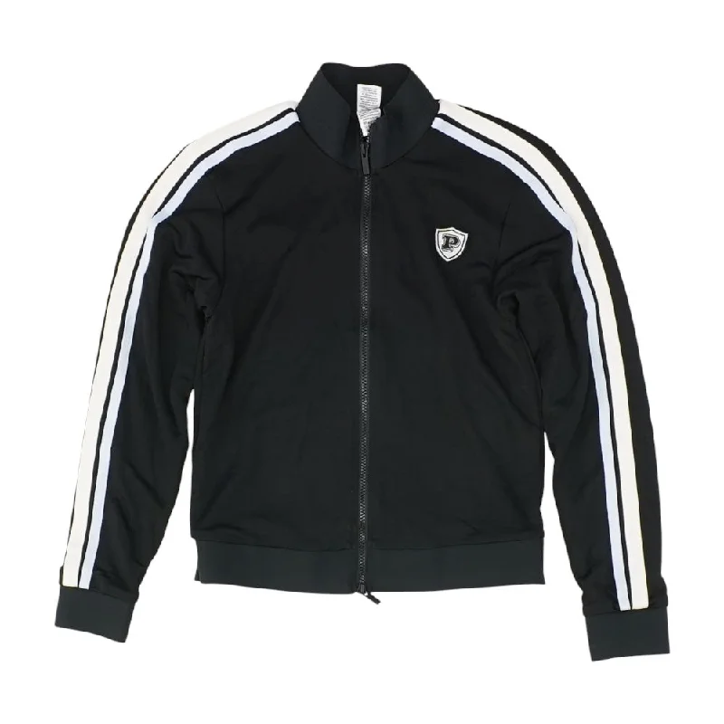 Black Solid Lightweight Jacket Ribbed Jacket Pleated Jacket Ruffled Jacket