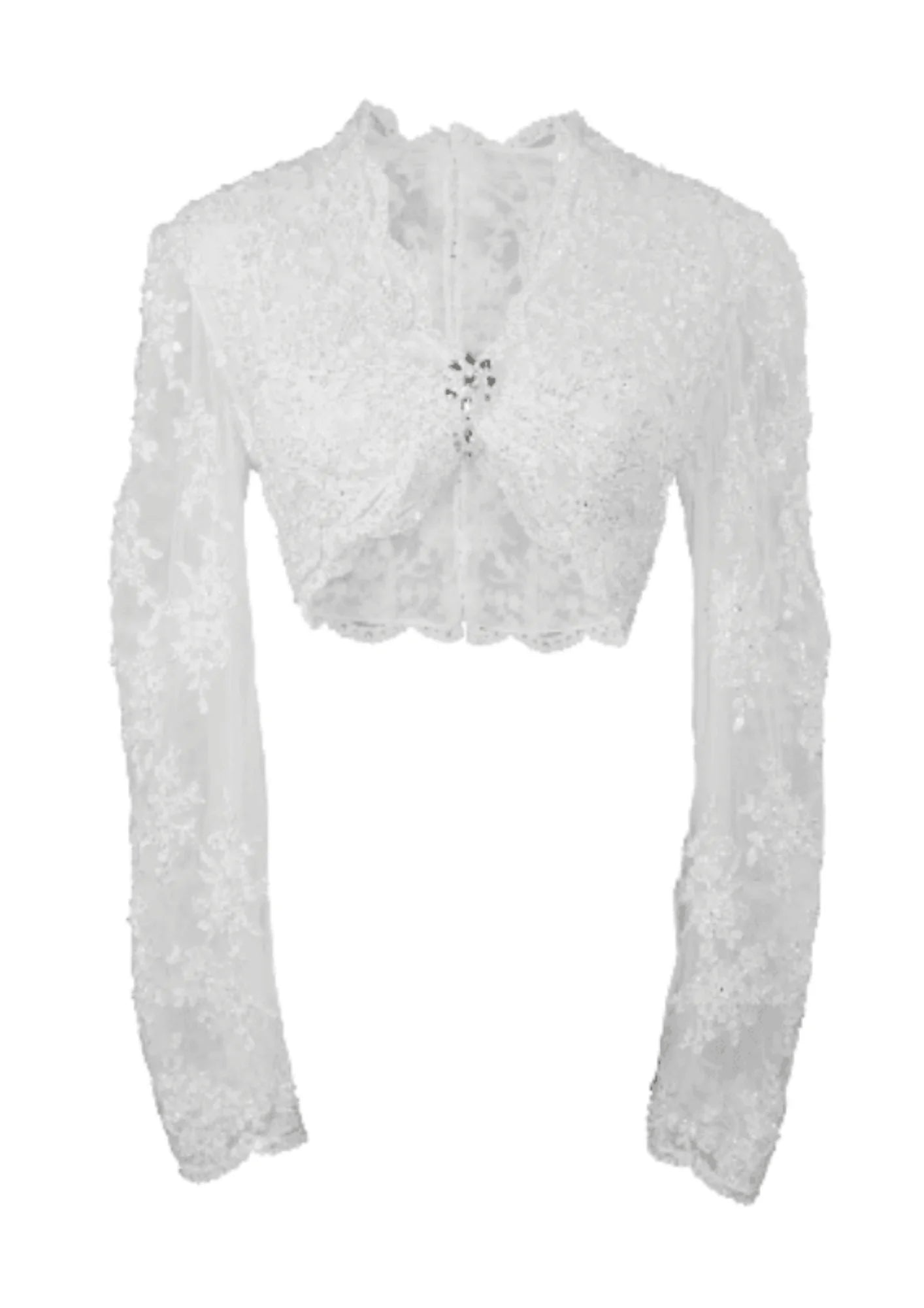 LACE BOLERO JACKET Stand-Up Collar Roll-Neck Collar Turtle Neck