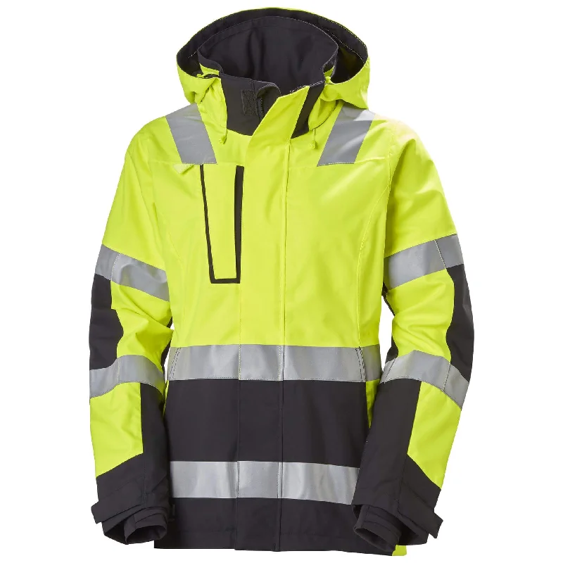 Helly Hansen Womens Luna Hi Vis Waterproof Shell Jacket - 71294 Notch Collar Peter Pan Collar Cowl Neck Helly Hansen Womens Luna Hi Vis Waterproof Shell Jacket - 71294 Notch Collar Peter Pan Collar Cowl Neck