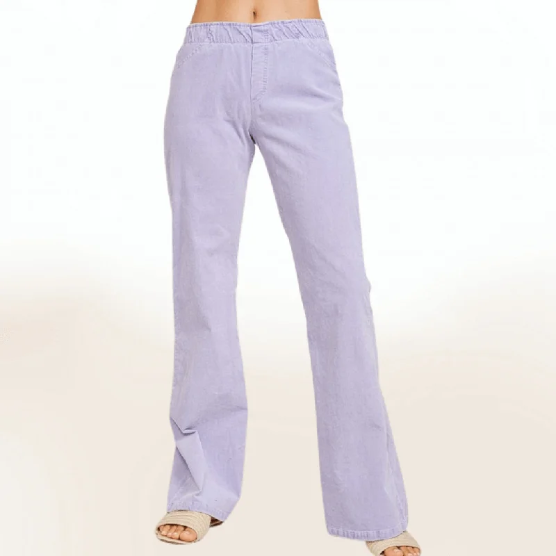 Lavender Cotton Corduroy Pants Made in USA Trendy High-Waist Trousers